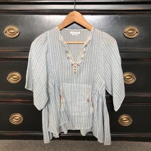Isabel Marant Etoile blue and white peasant blouse